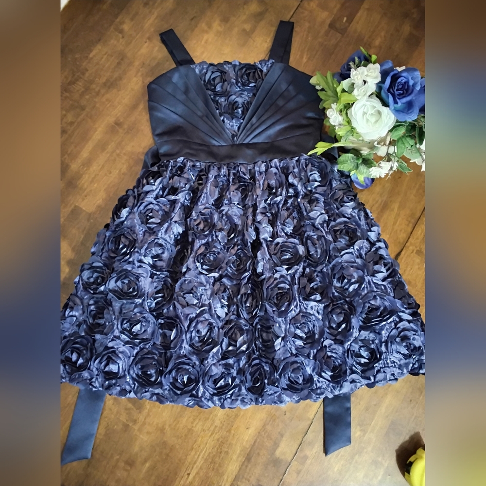 Elegant Blue Floral Kids Dress